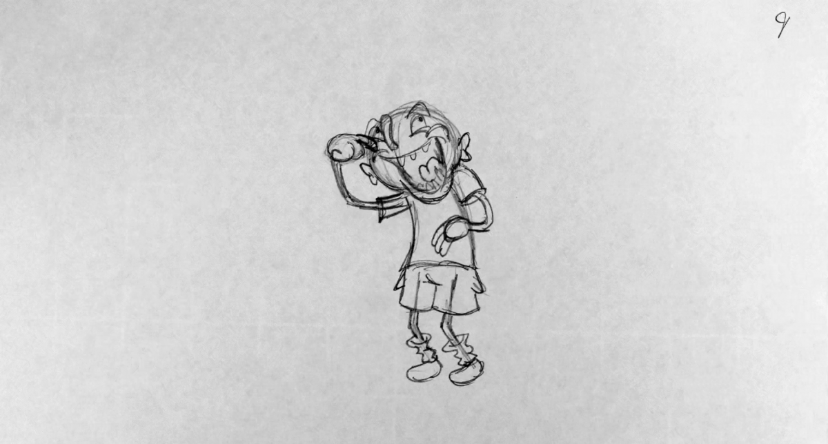 animated pencil drawing of man laughing 