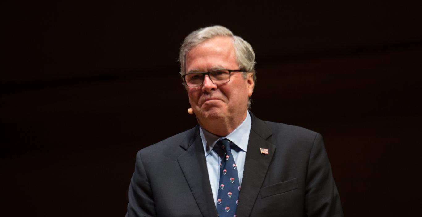 Jeb Bush pictured on the Symphony Hall stage