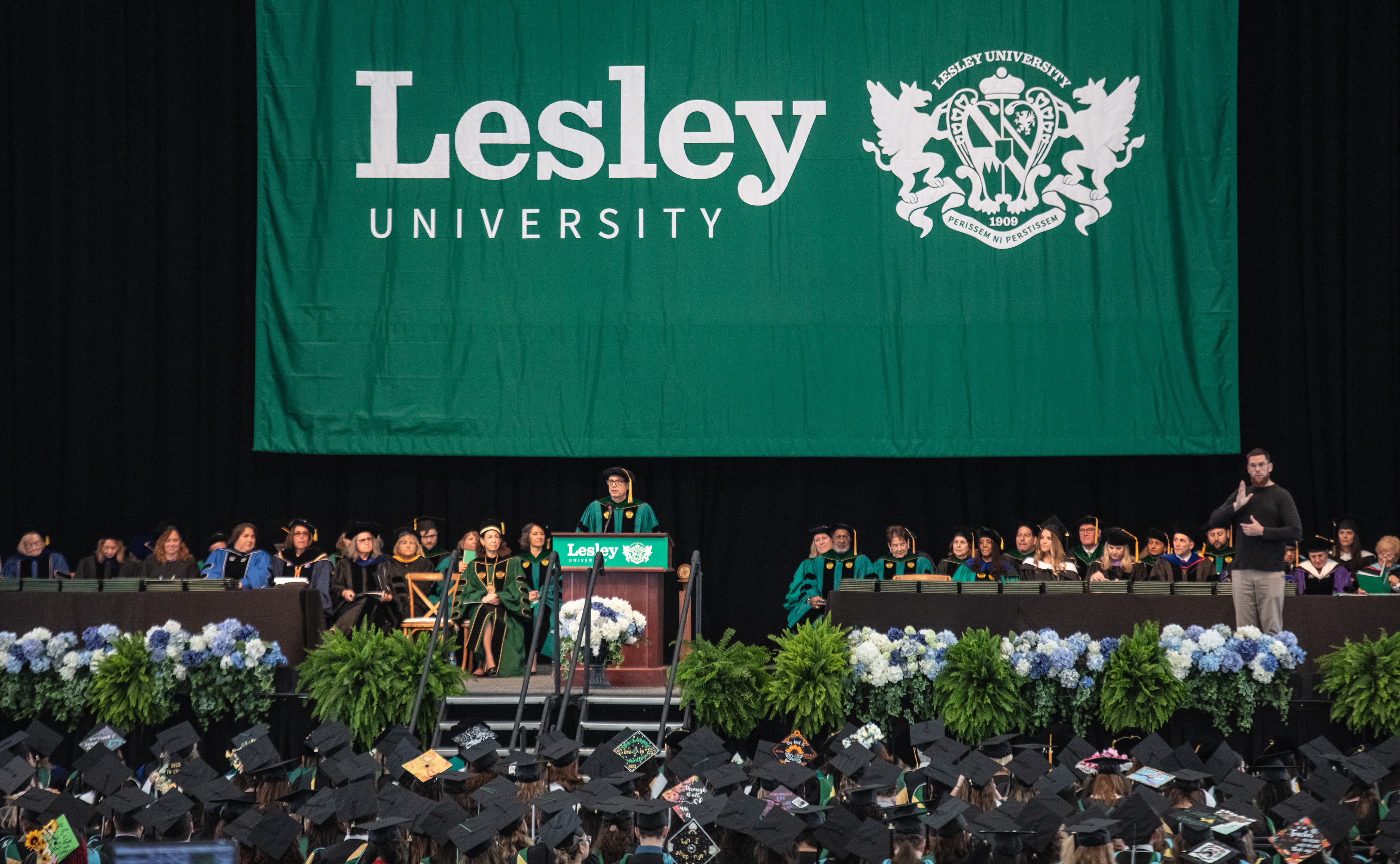 Crowd shot of Lesley commmencement