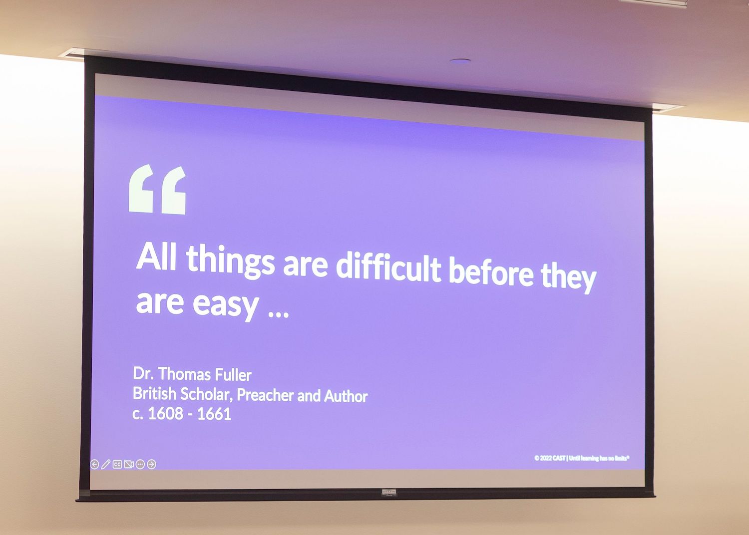 Thought Leadership Series lecturer Lindsay Jones repeatedly invoked a quote from Dr. Thomas Fuller, a 17th-century British scholar, preacher and author: "All things are difficult before they are easy." Though the challenge of making educational systems more accessible can be daunting, it is a matter of justice. And the improvements benefit everyone, Jones indicated.