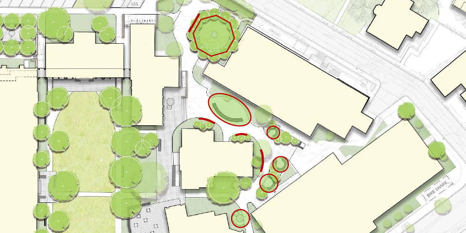 architect's drawing of garden plan