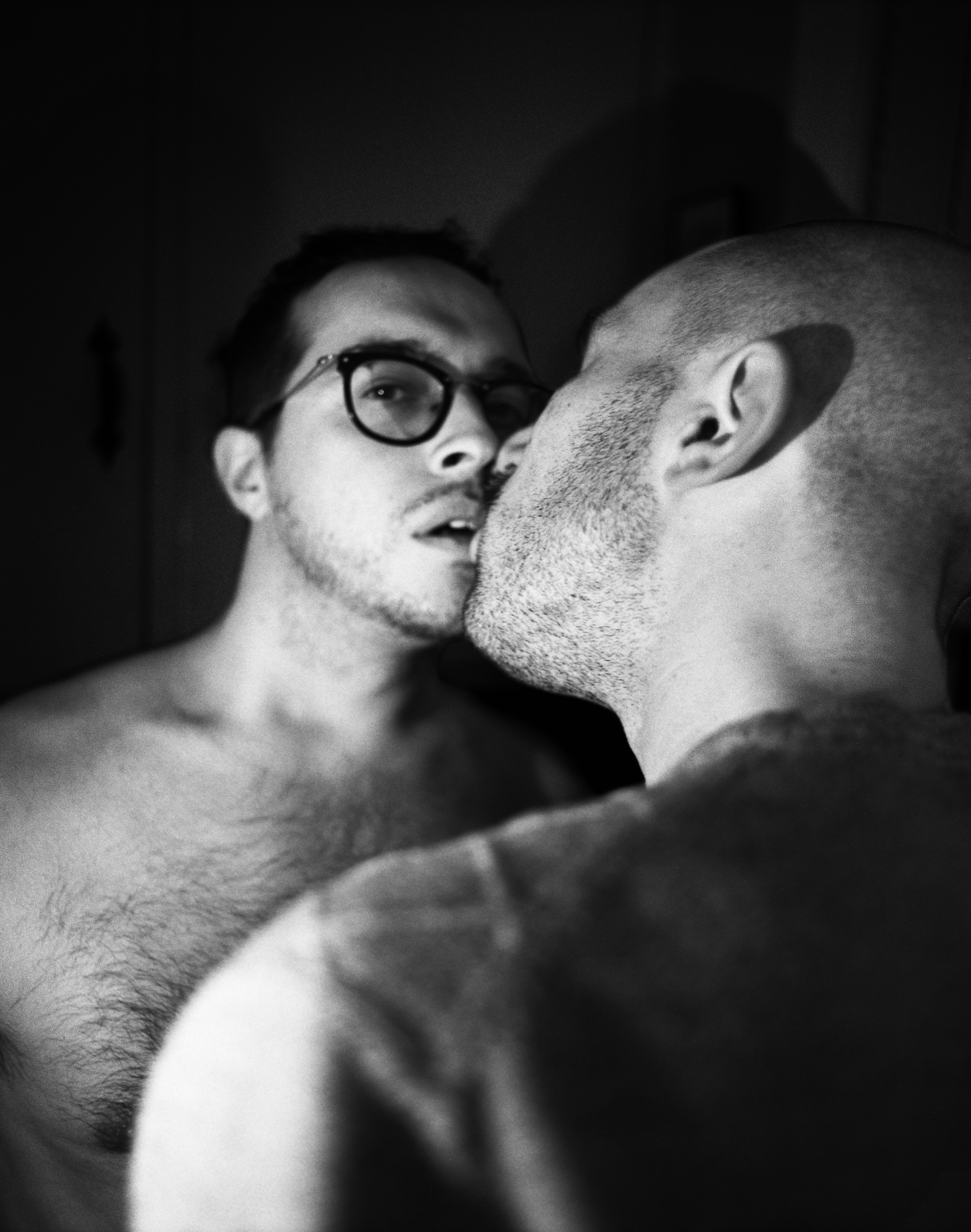 black and white photo of two men