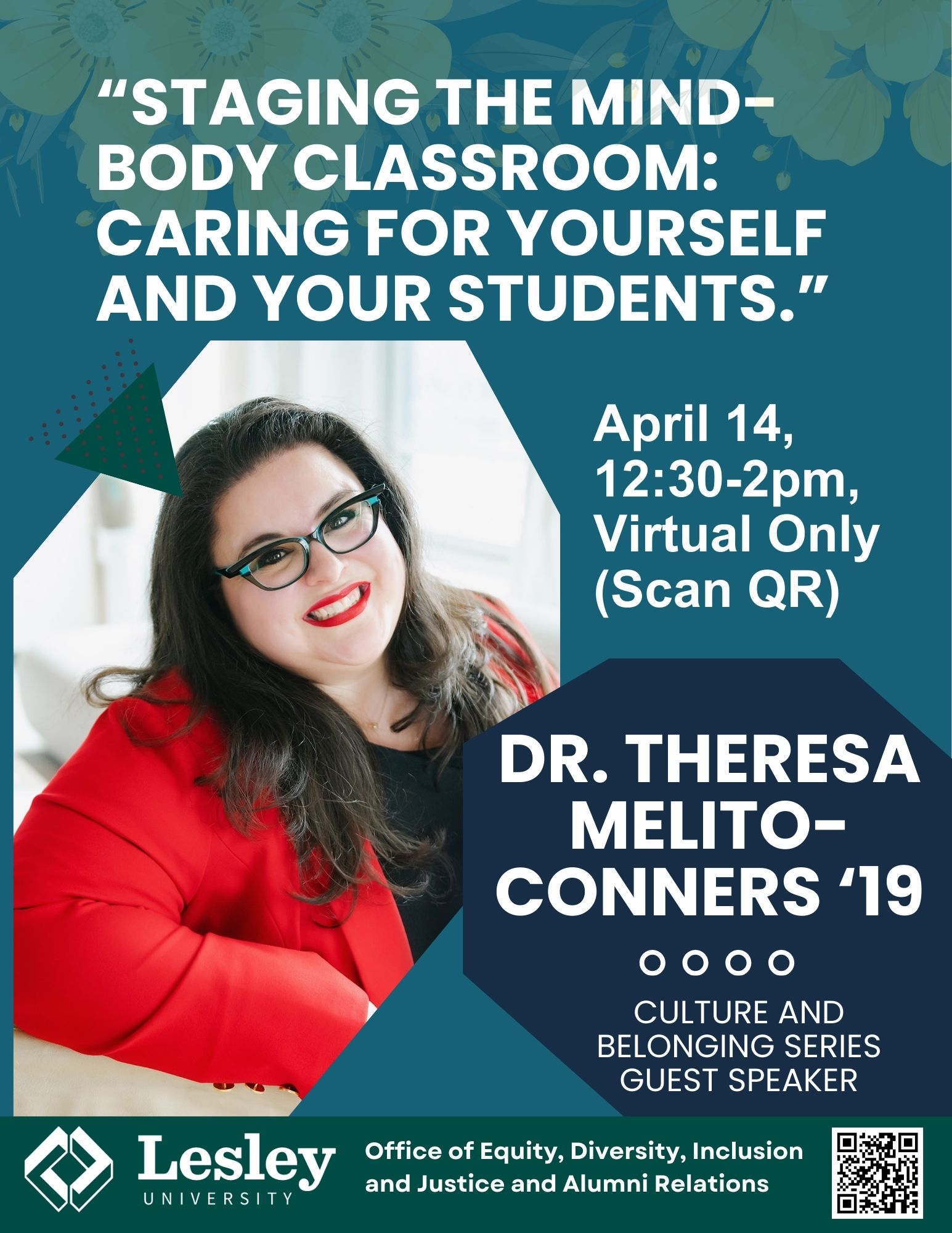 Event poster feature Dr. Theresa Melito-Conners '19