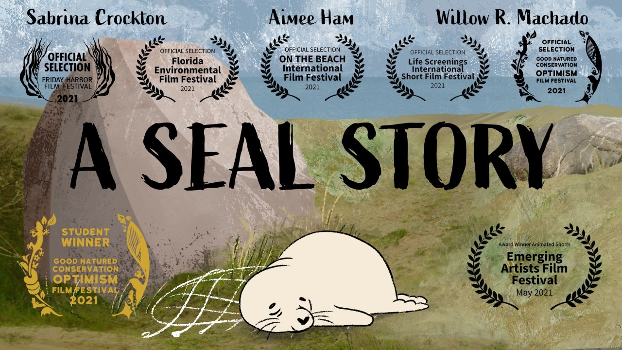 A Seal Story poster with film festival medallions.