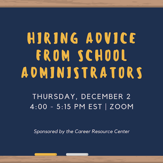 Hiring advice from school administrators event flyer