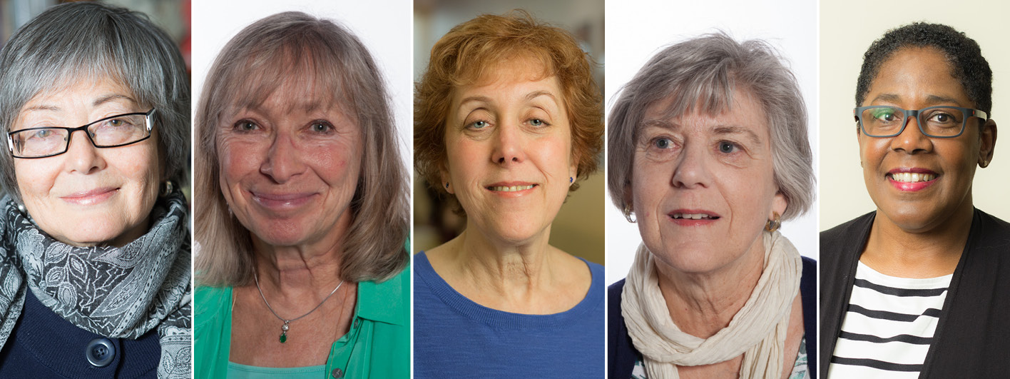 Headshots of five women