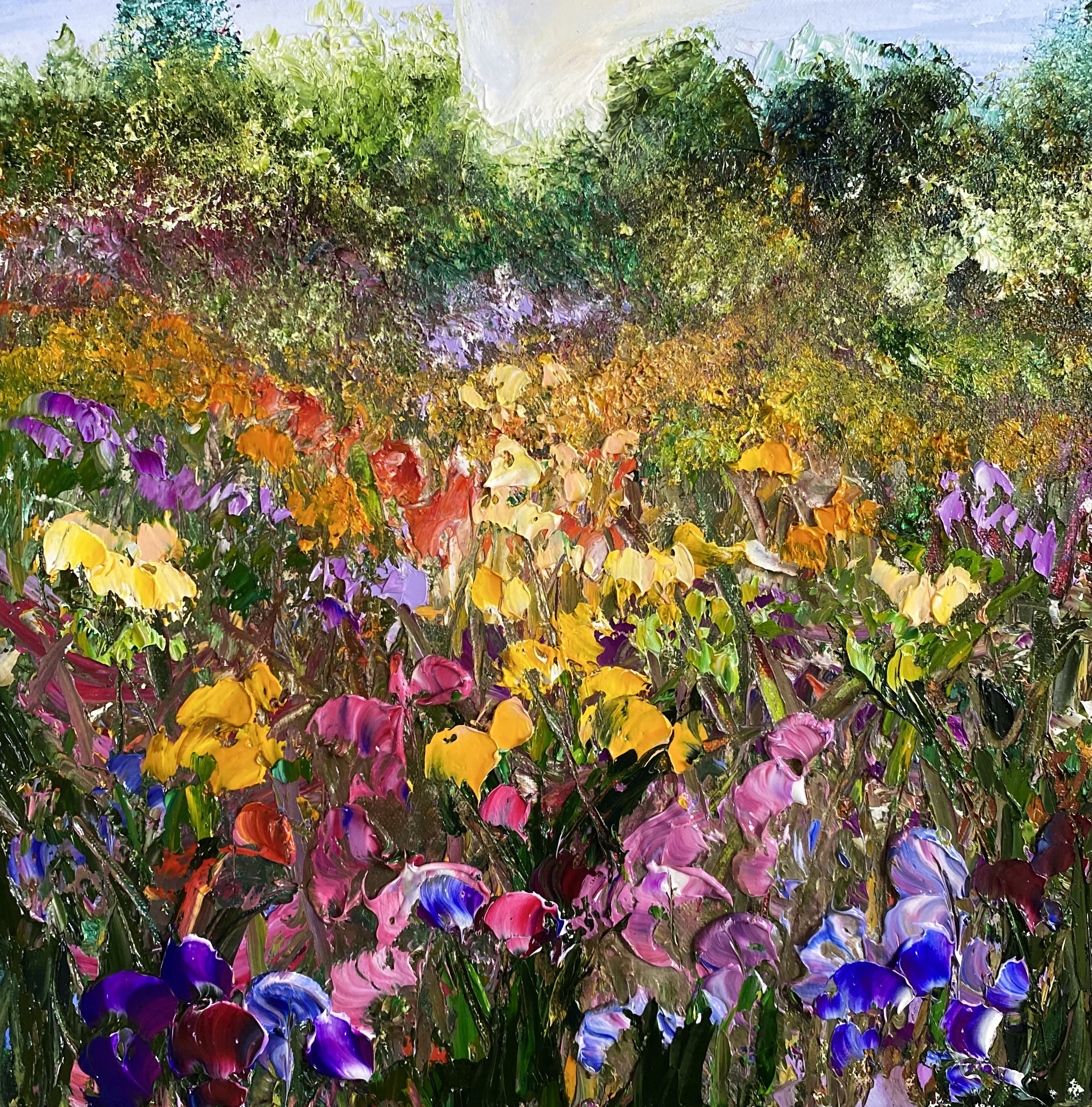 Painting of a flower field by Julia S. Powell