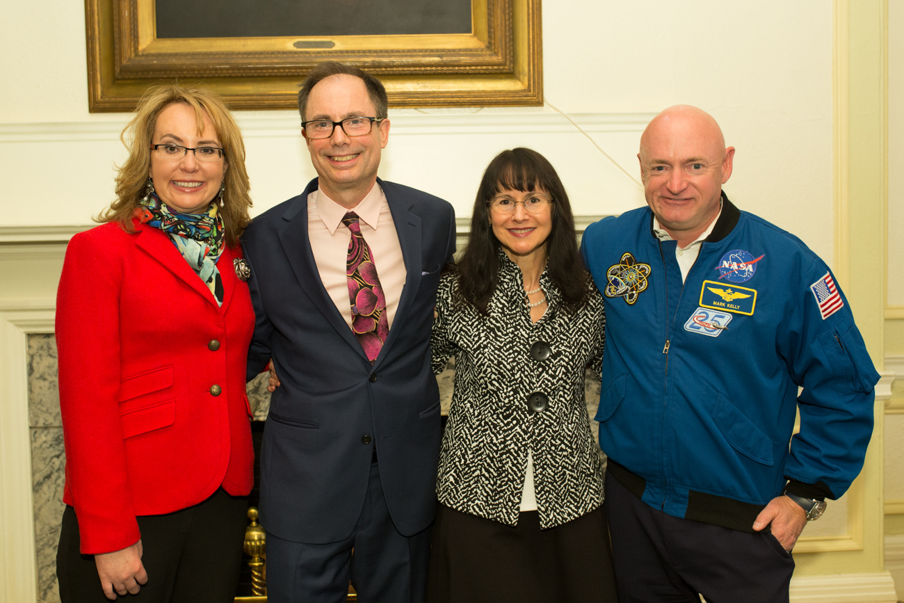 From left: Gabby Giffords, Trustee Chair Hans Strauch, Dari Paquette and Mark Kelly