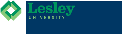 Lesley logo on background that is too dark - example of what not to do