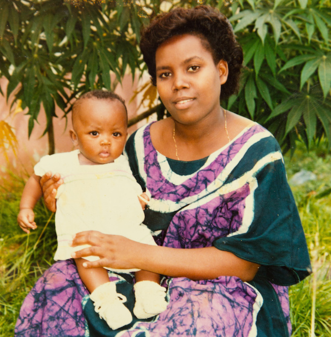 Marie Ntawizera and her baby in Ghana.