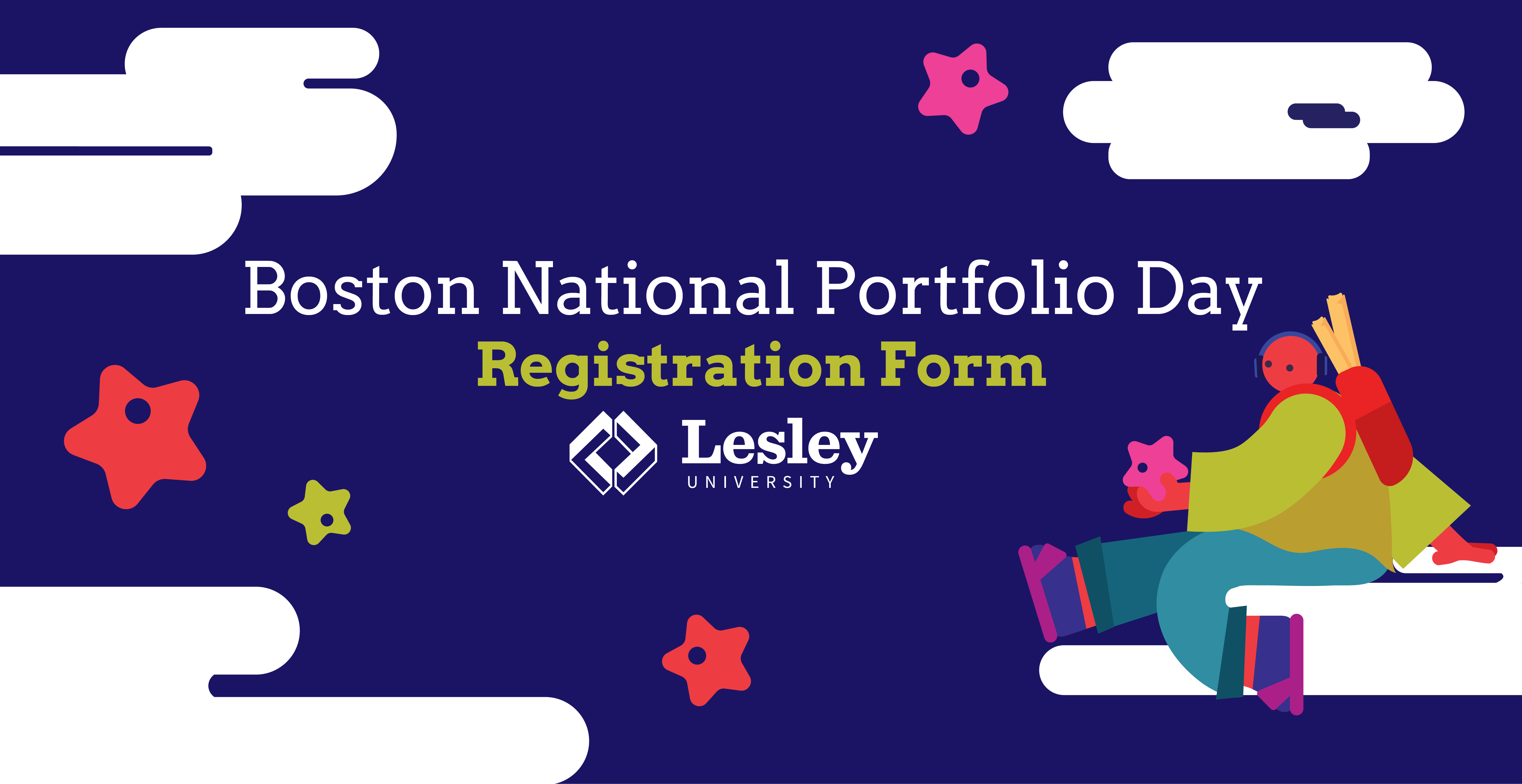 Graphic header of National Portfolio Day hosted by Lesley University