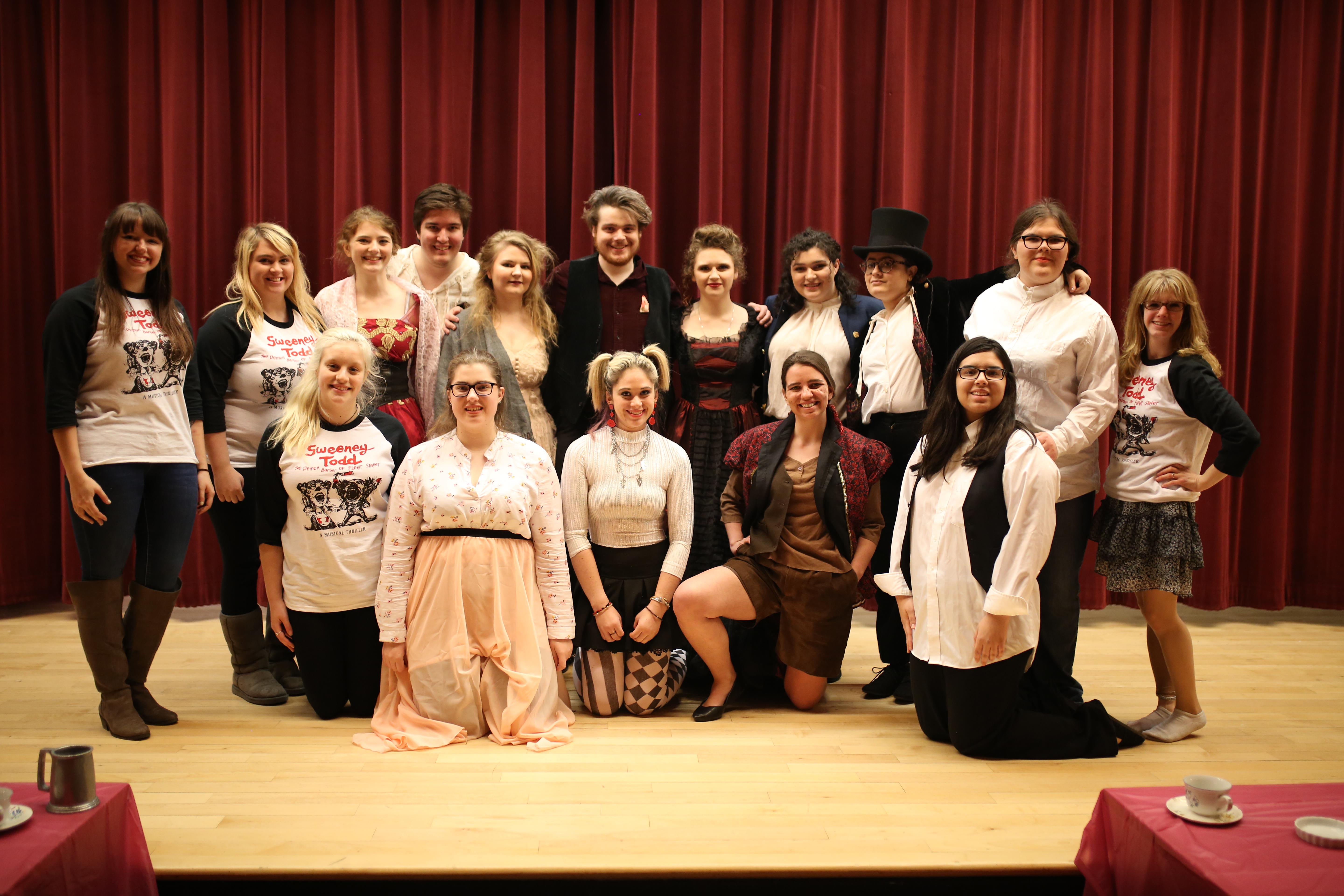 The cast of Sweeney Todd assembles on the Marran Theater stage