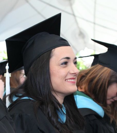 A photo of Tia Lurker at a commencement ceremony. 
