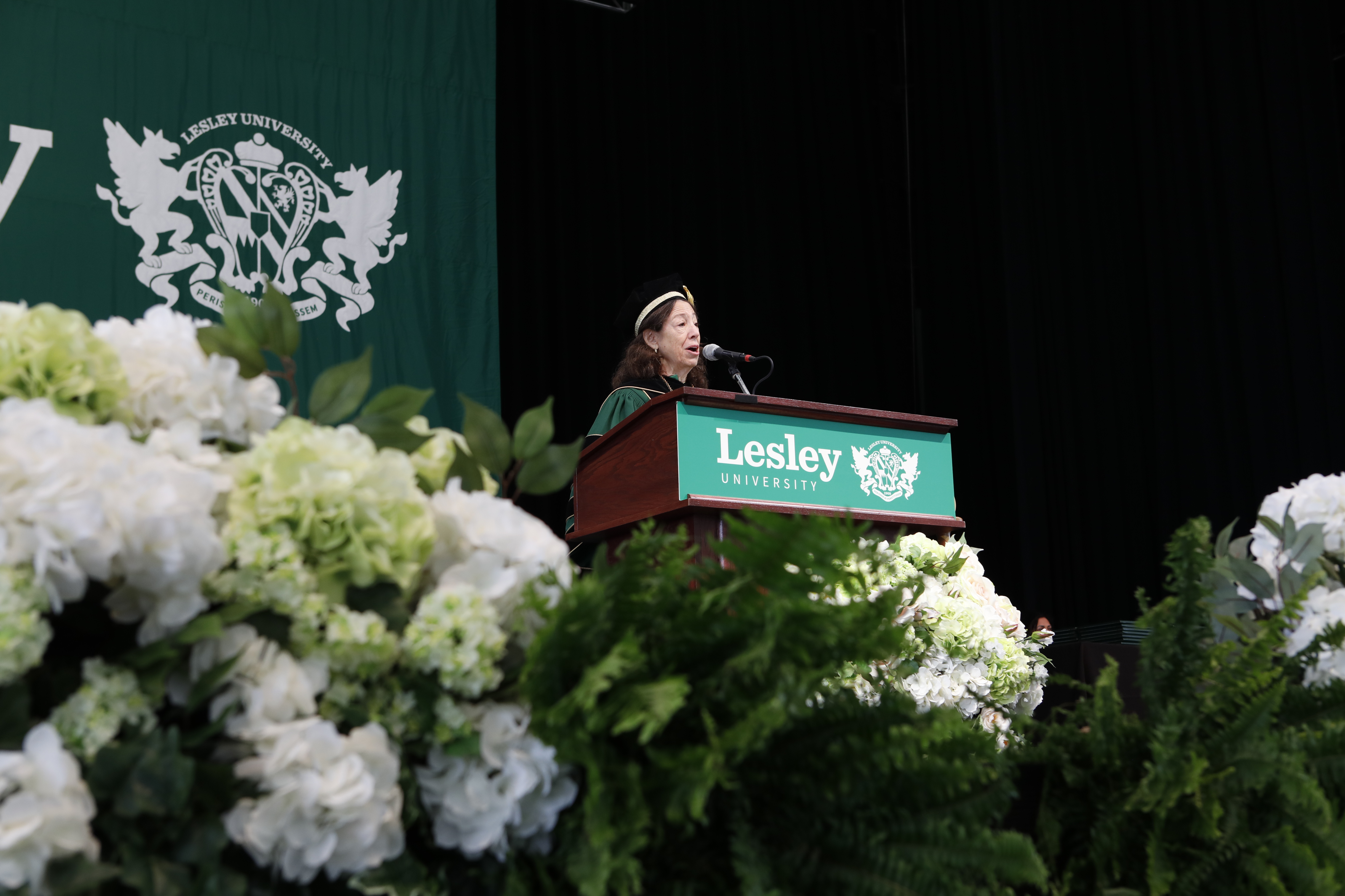President Janet Steinmayer addressing the 2024 graduates at Commencement.