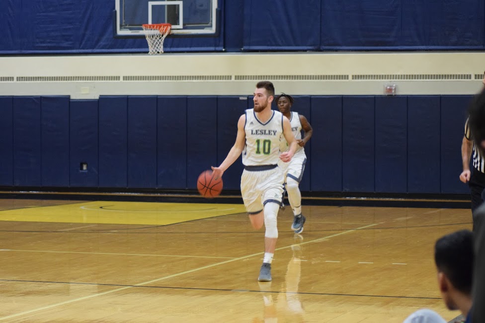 Lesley basketball player playing in a game on the court