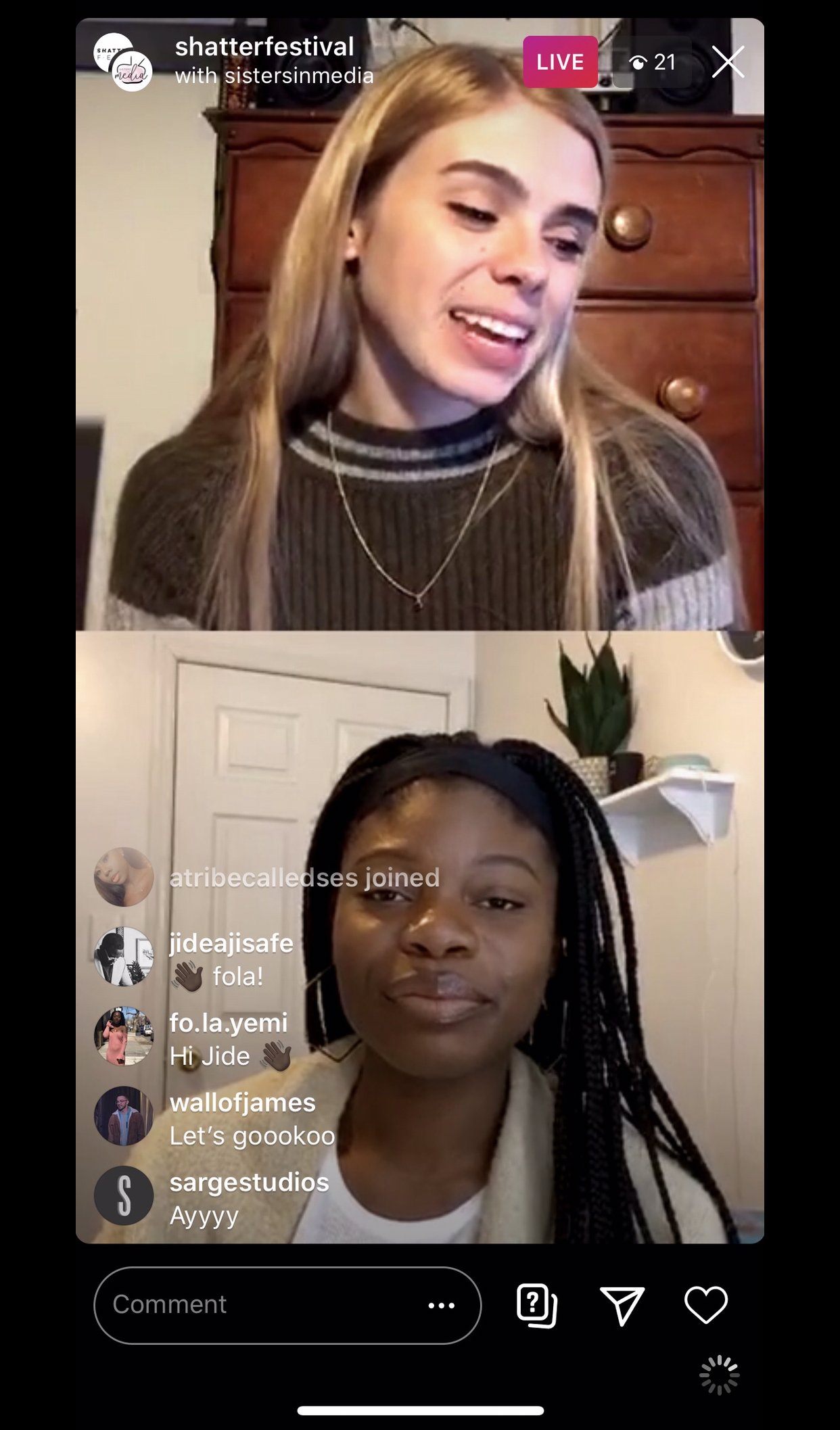 Instagram stories screen shot with two women