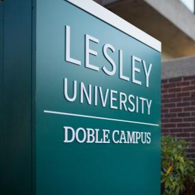 Lesley university campus sign