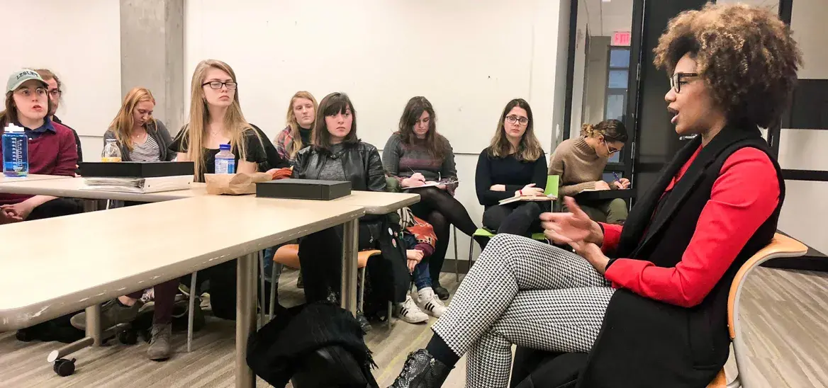 woman speaking in classroom