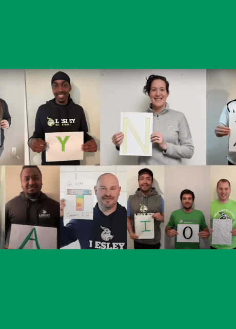 Athletics community members holding up a Lynx Nation sign