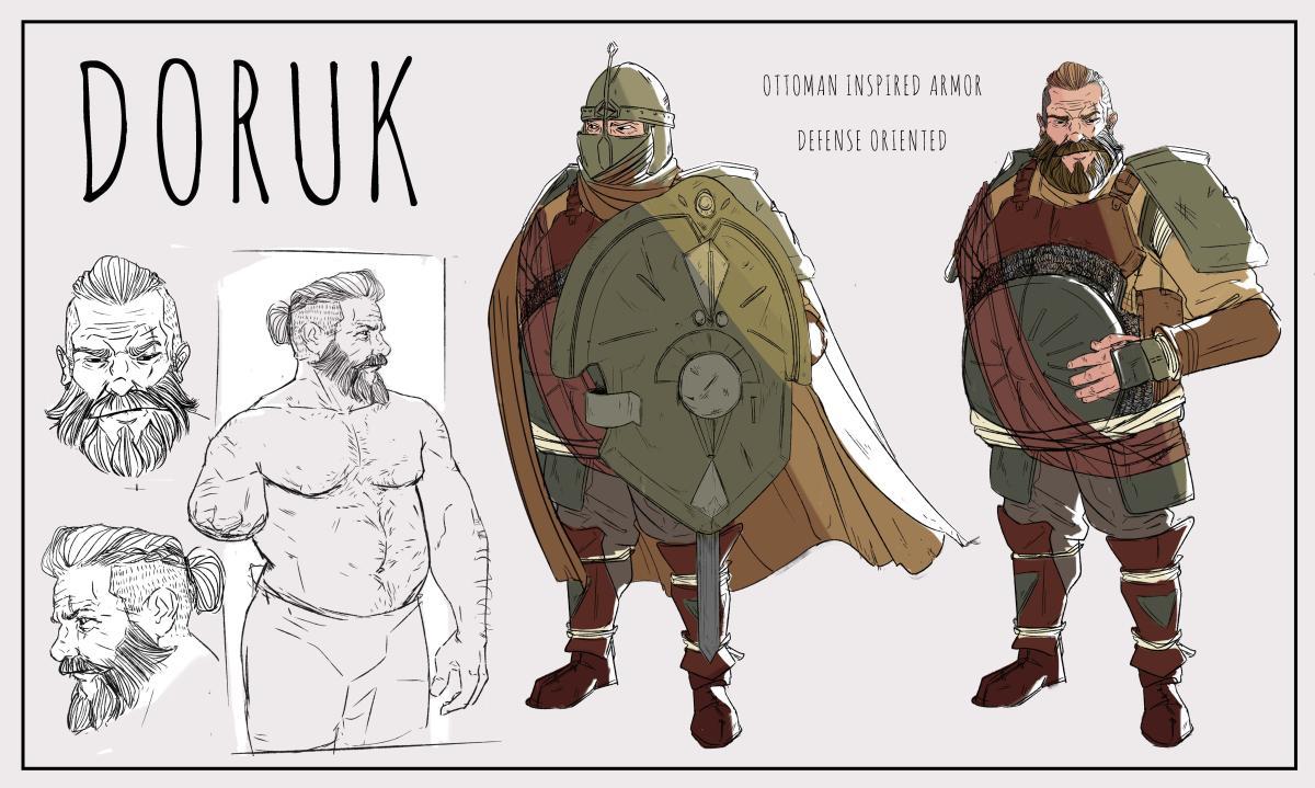 digital illustration of ottoman warrior characater