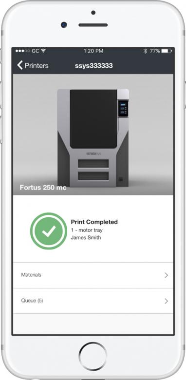screenshot of mobile app which allows users to access printers