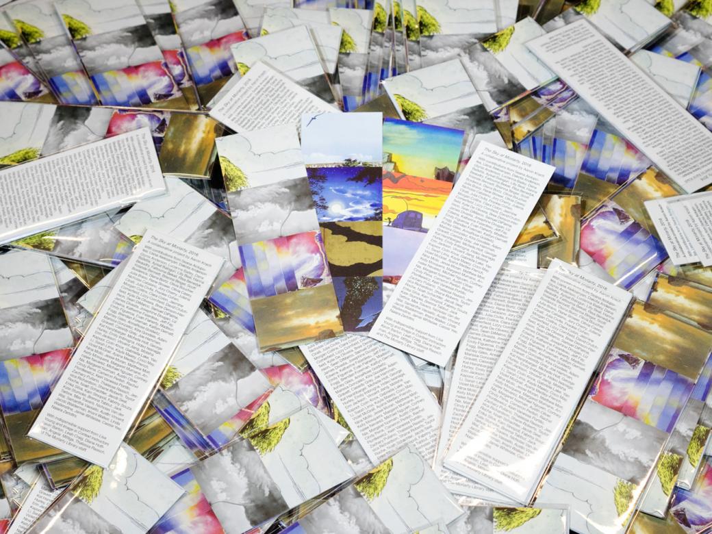 image of bookmarks that were used to flag sky images in library collection