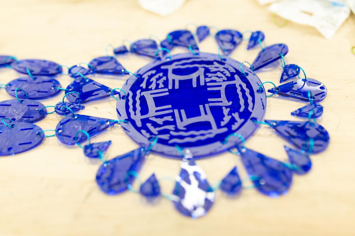 blue laser cut shapes