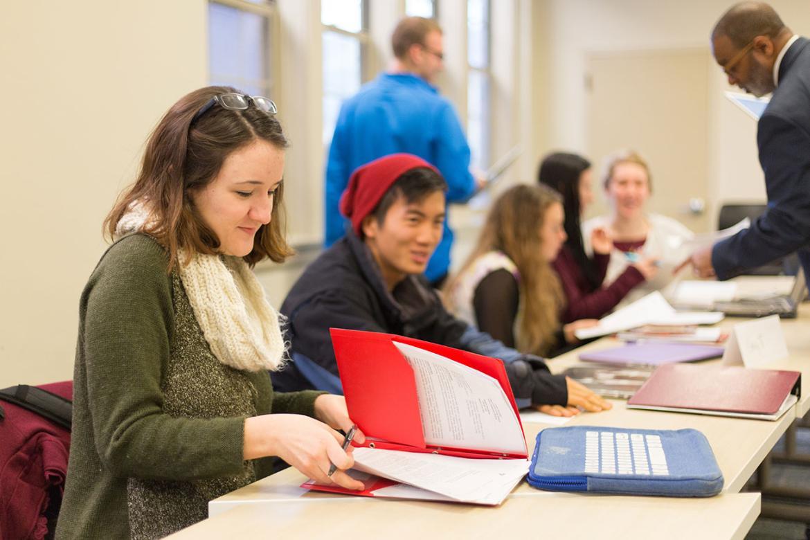 students in business class