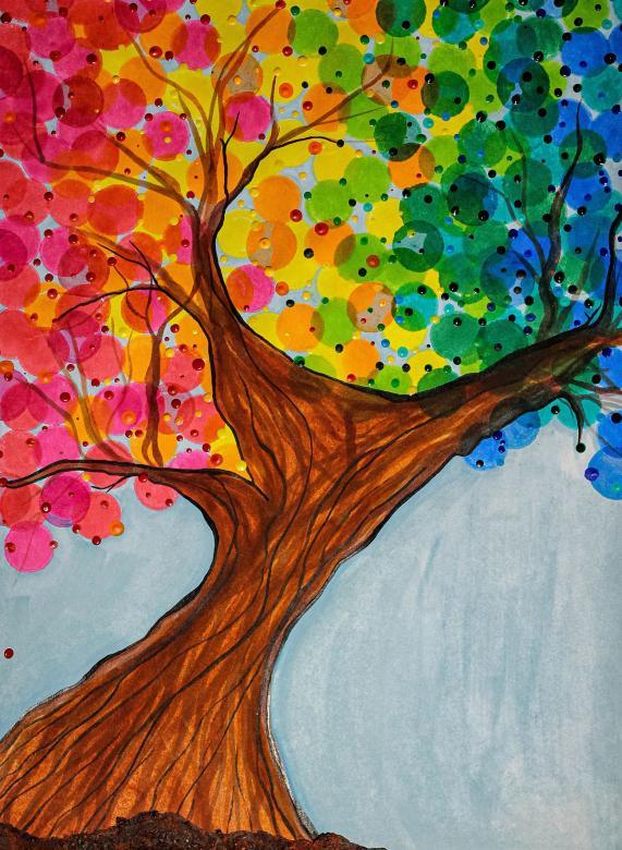Colorful painting of a tree