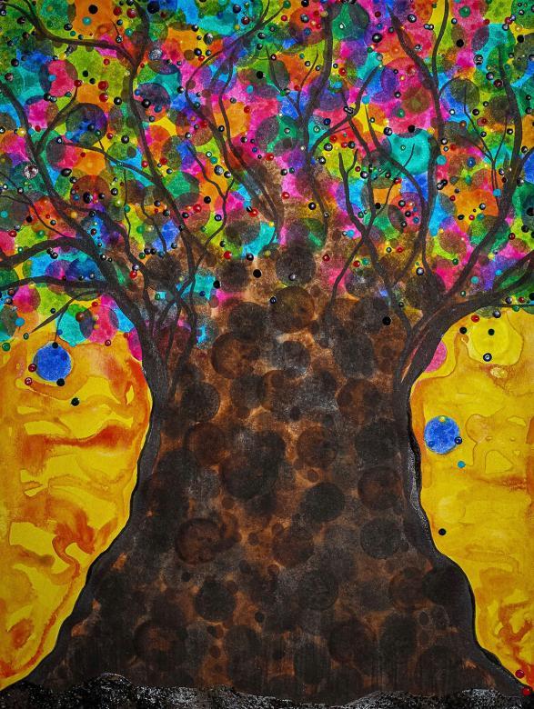 Colorful painting of a tree