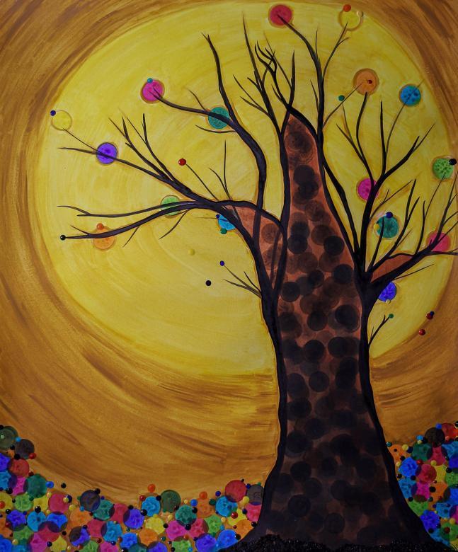 Colorful painting of a tree