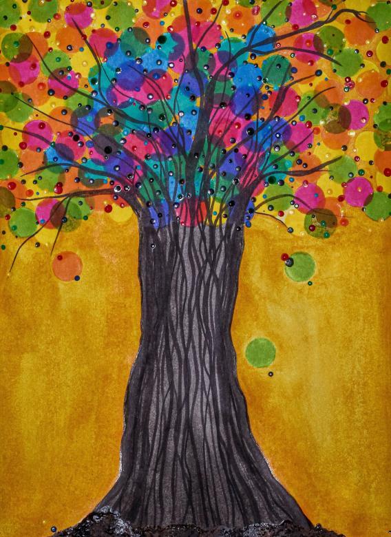 Colorful painting of a tree