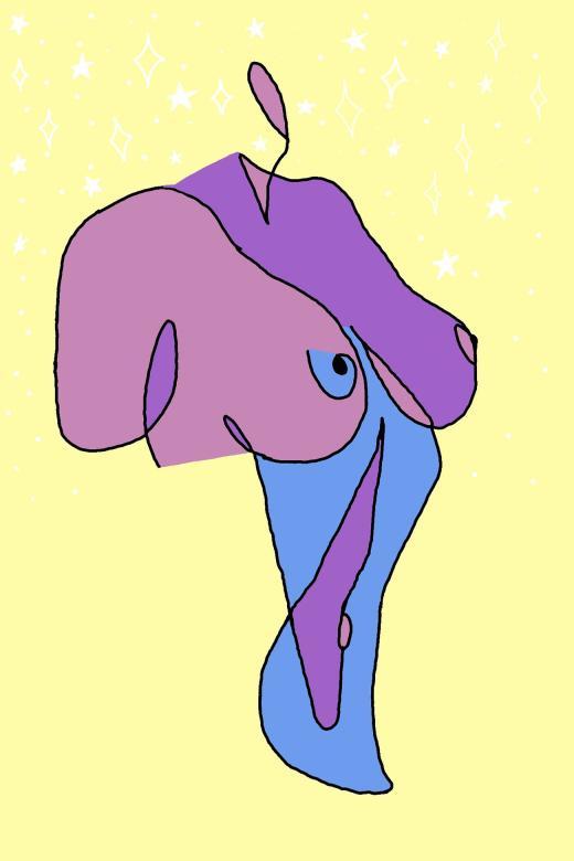 colorful graphic of nude female body