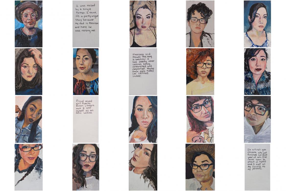 5 columns of portraits of Latinx people and their stories.
