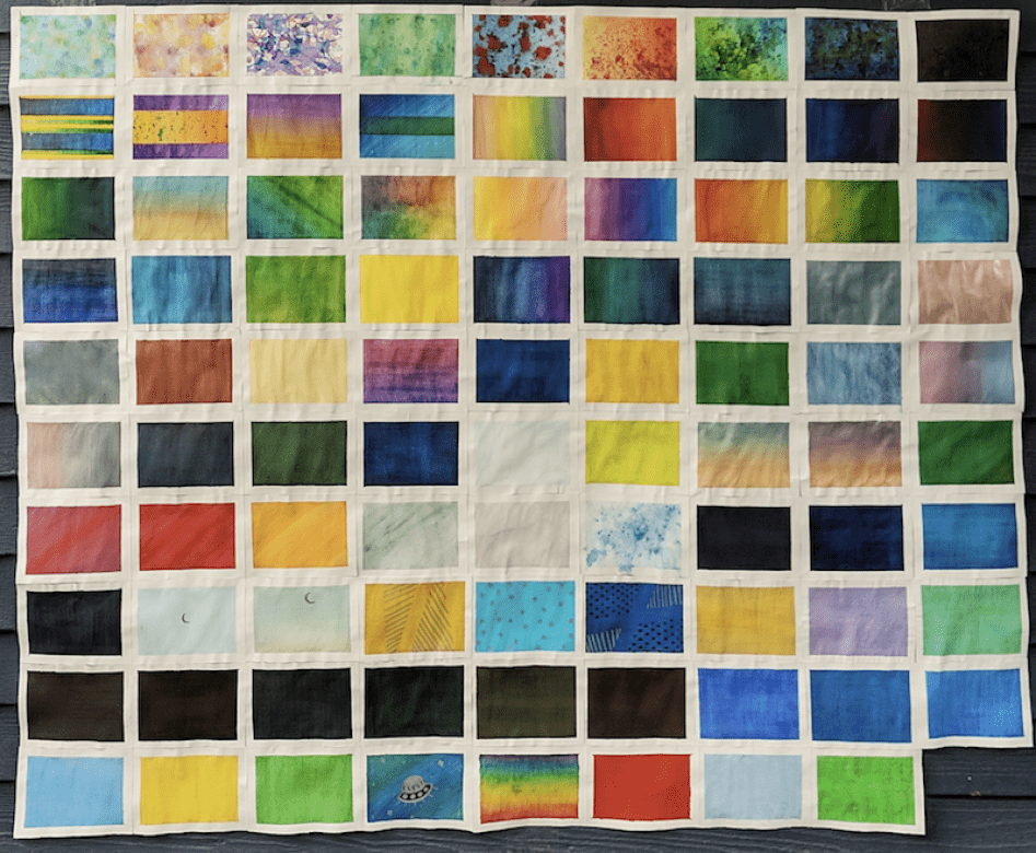a collage of different colored squares