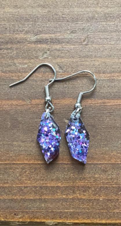 purple sparkly earrings
