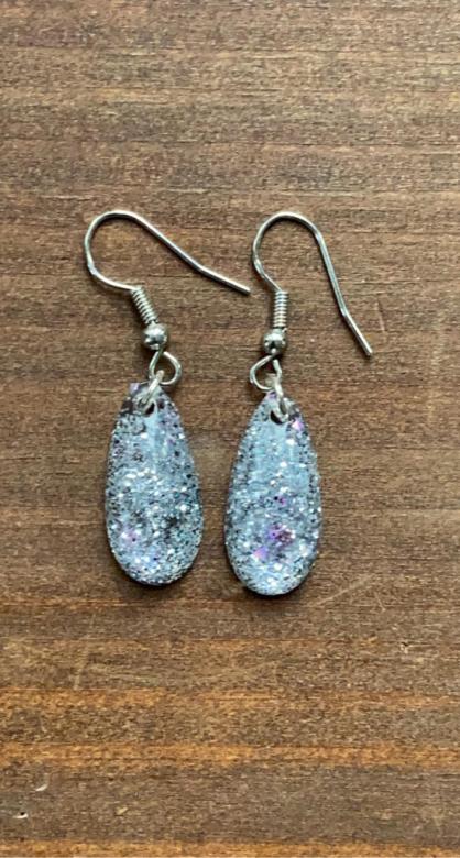 silver sparkly earrings