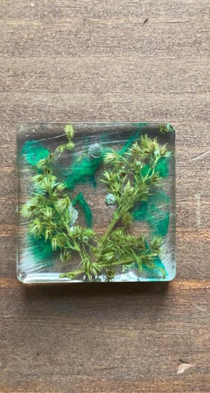 square green leaf charm for a necklace