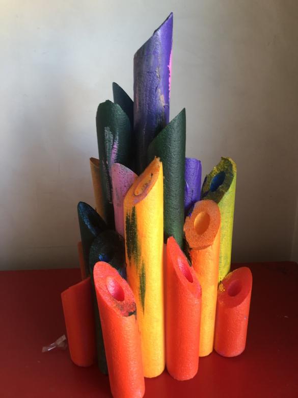 photo of a colorful sculpture