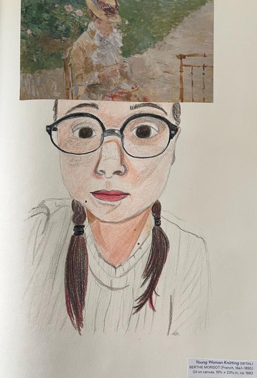 drawing of girl with glasses and braids