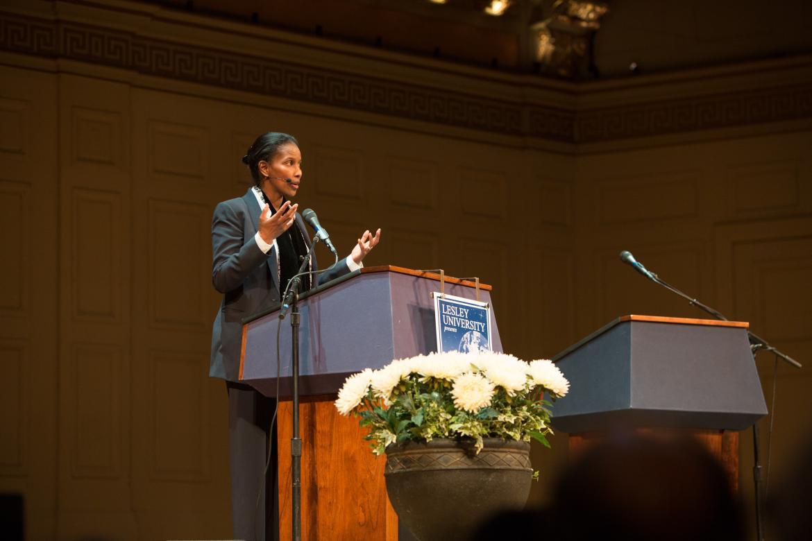 Ayaan Hirsi Ali speaking on stage