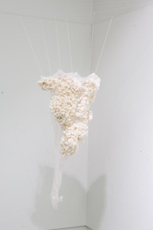 white flower hanging installation