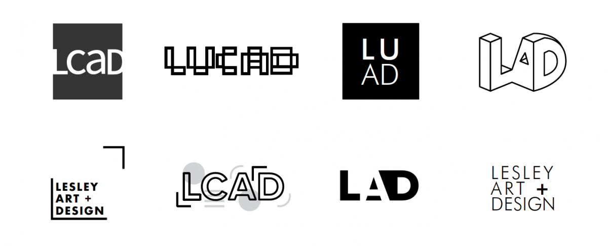black and white watermarks of various logo ideas 