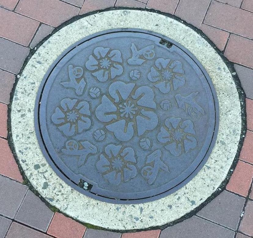 Manhole cover with flowers