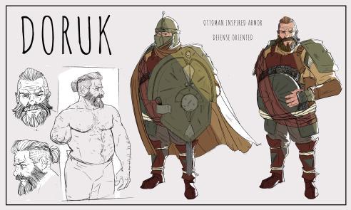 digital illustration of ottoman warrior characater