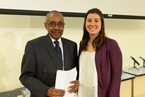 Bill Dandridge and Erin McDonald stand side-by-side and smile for the camera.