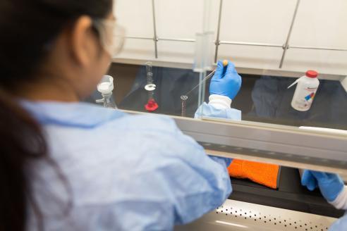 student in chemistry lab