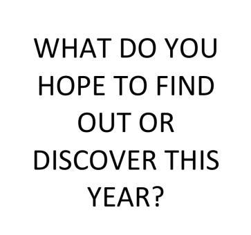  A quote that says "What Do You Hope To Find Out Or Discover This Year?"