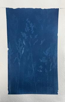 canvas with blue painted rectangle