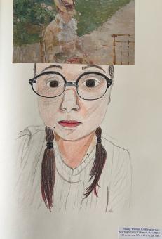 drawing of girl with glasses and braids